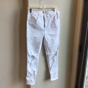 Free People busted knee white skinny jeans